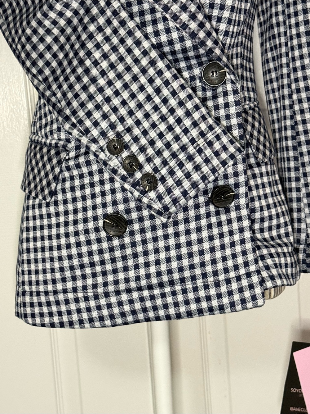 Anthropologie Avec Les Filles XS Petite Gingham Double Breasted Blazer NWT $148 - Picture 5 of 11